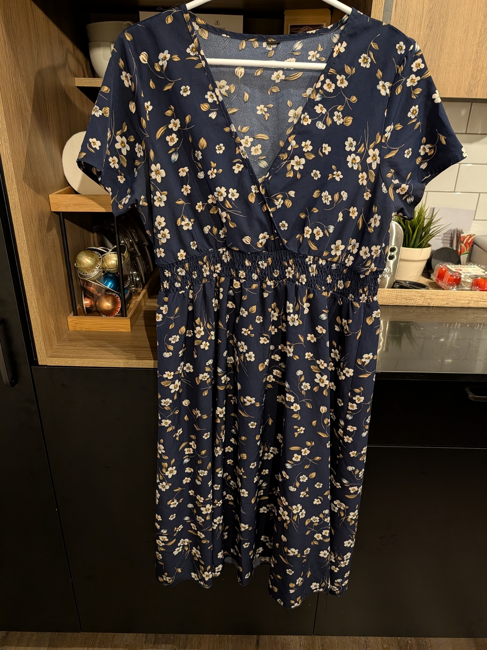 Women's Navy Floral Wrap Dress
